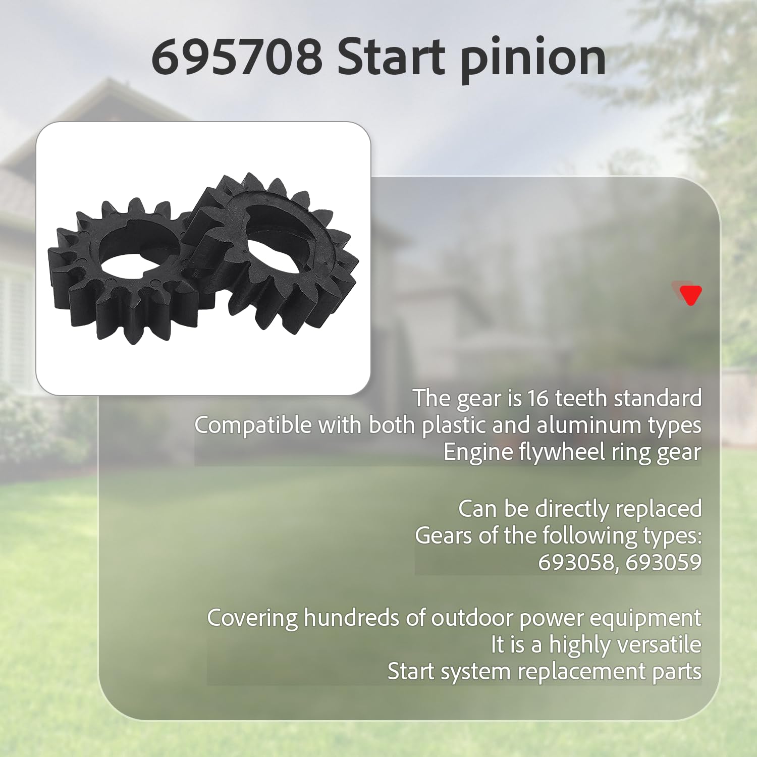 695708 Starter Pinion Gear – 16 Teeth Duty Starter Drive Fits for Briggs & Stratton 693059, 280104, 693058, Fits for Toro M83184 & John Deere Mowers (10-Pack)
