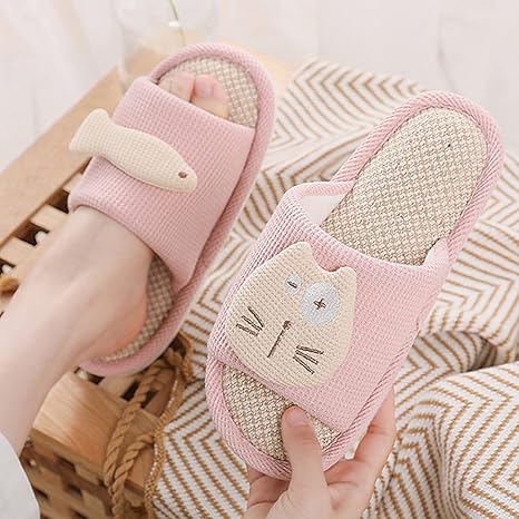 Amazon Co Jp ルームシューズ ハウススリッパ 可愛い ねこ 猫柄 亜麻 サンダル スリッパ レディース メンズ 春夏用 履きやす 抗菌防臭 通気性 静音で軽量 ルームスリッパ 室外履き カップル お揃い ペア シューズ バッグ