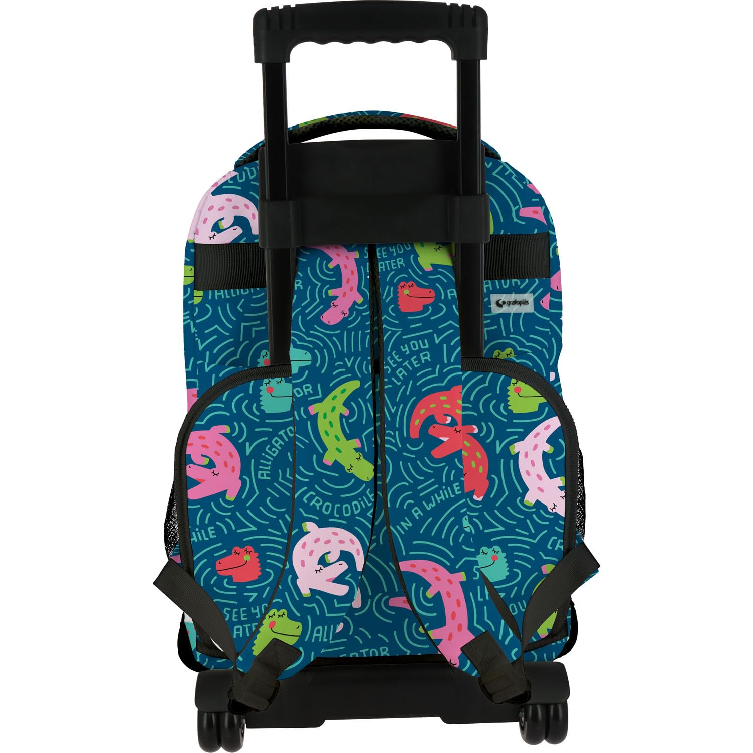 Grafoplas - Mochila Escolar con Ruedas, Carro Integrado, 52x37x25cm, 29 Litros, Ruedas Dobles, Modelo Roller, Colección Alligator de Elena Corredoira, Perfecto Material Escolar Infantil y Primaria