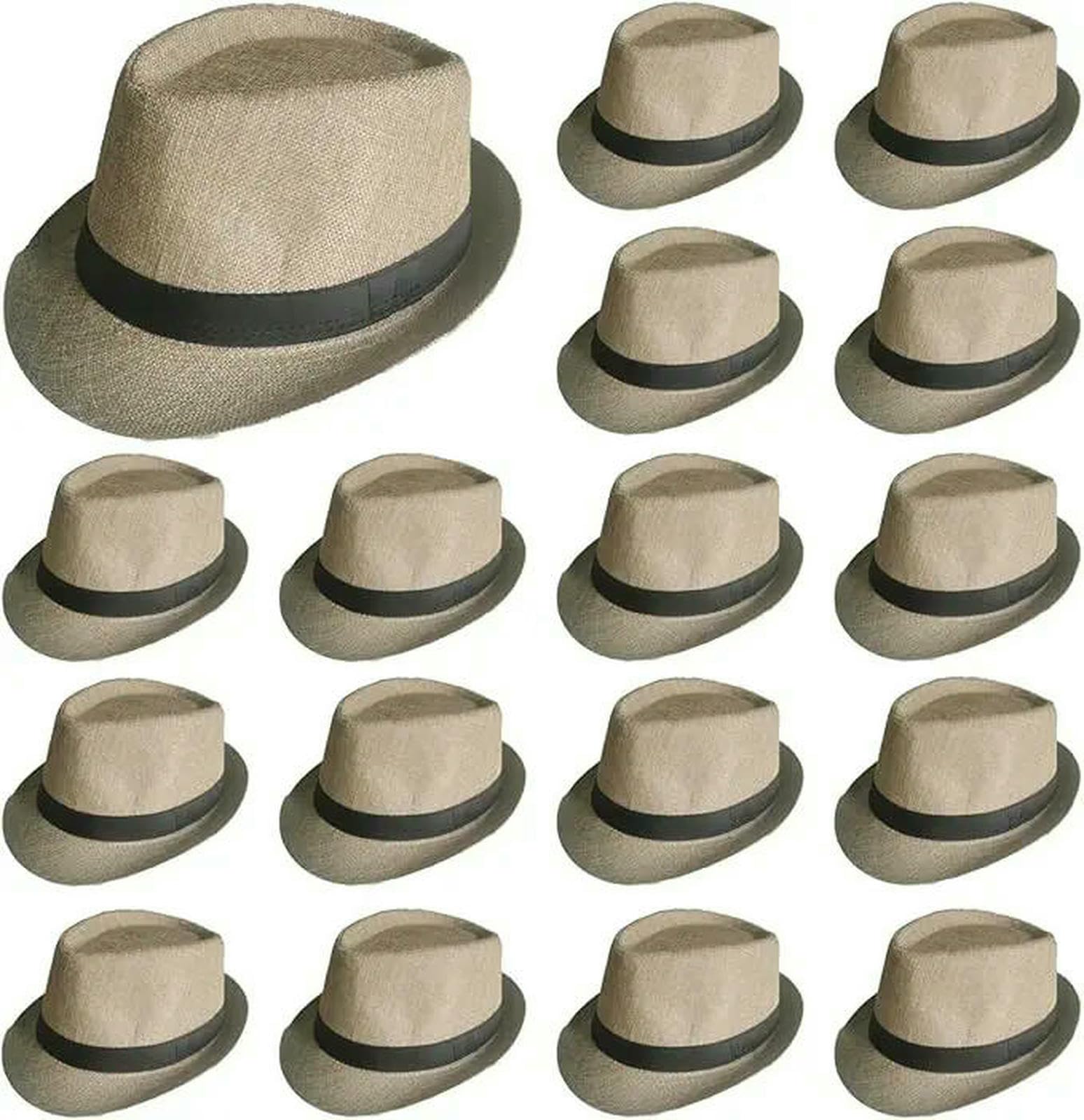 Chapeau Seau Casquette Fedora À Bord Court, Protection Solaire, D'extérieur pour Mariage D'été, Hommes Et Femmes, Style Classique Tarte Au Porc, Paquet De 20 100, 100-beige Crème-Paquet
