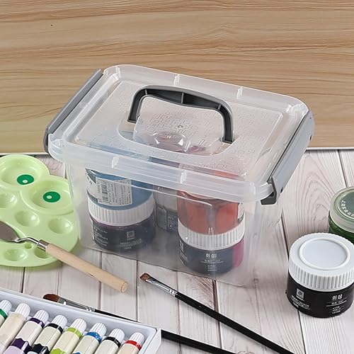 Miniatura 4 de Cajas pequeñas con cierre transparente de 3.5 cuartos de galón con asa, pequeños contenedores de almacenamiento de plástico con tapa, 6 paquetes