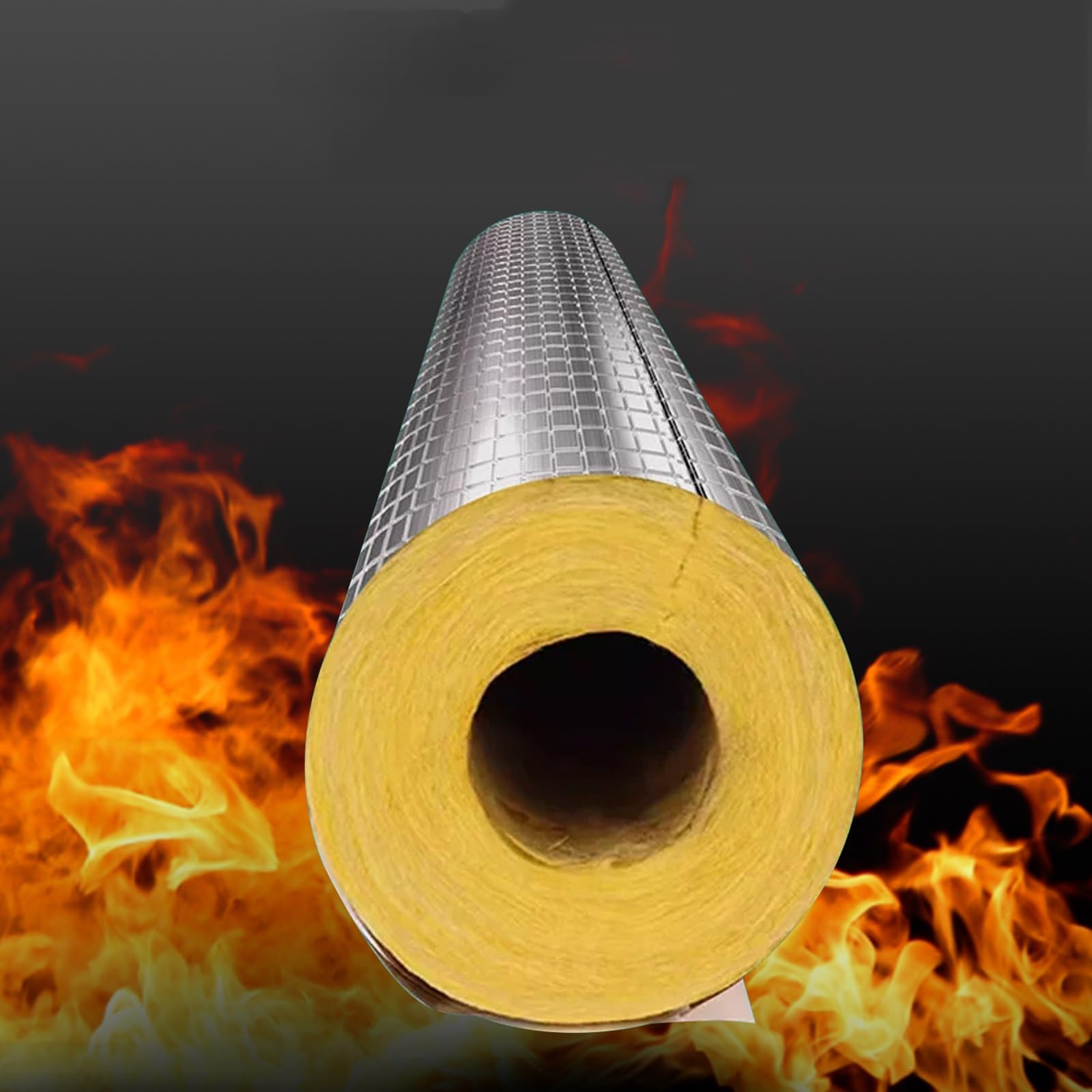Tubo isolante autoadesivo, tubo in lana di vetro, tubo isolante in lana di roccia, tubo in lana di vetro - Isolamento termico/Prevenzione incendi (spessore 30 mm/50 mm)(TH-50MM/2IN,ID-27mm/1.06in)