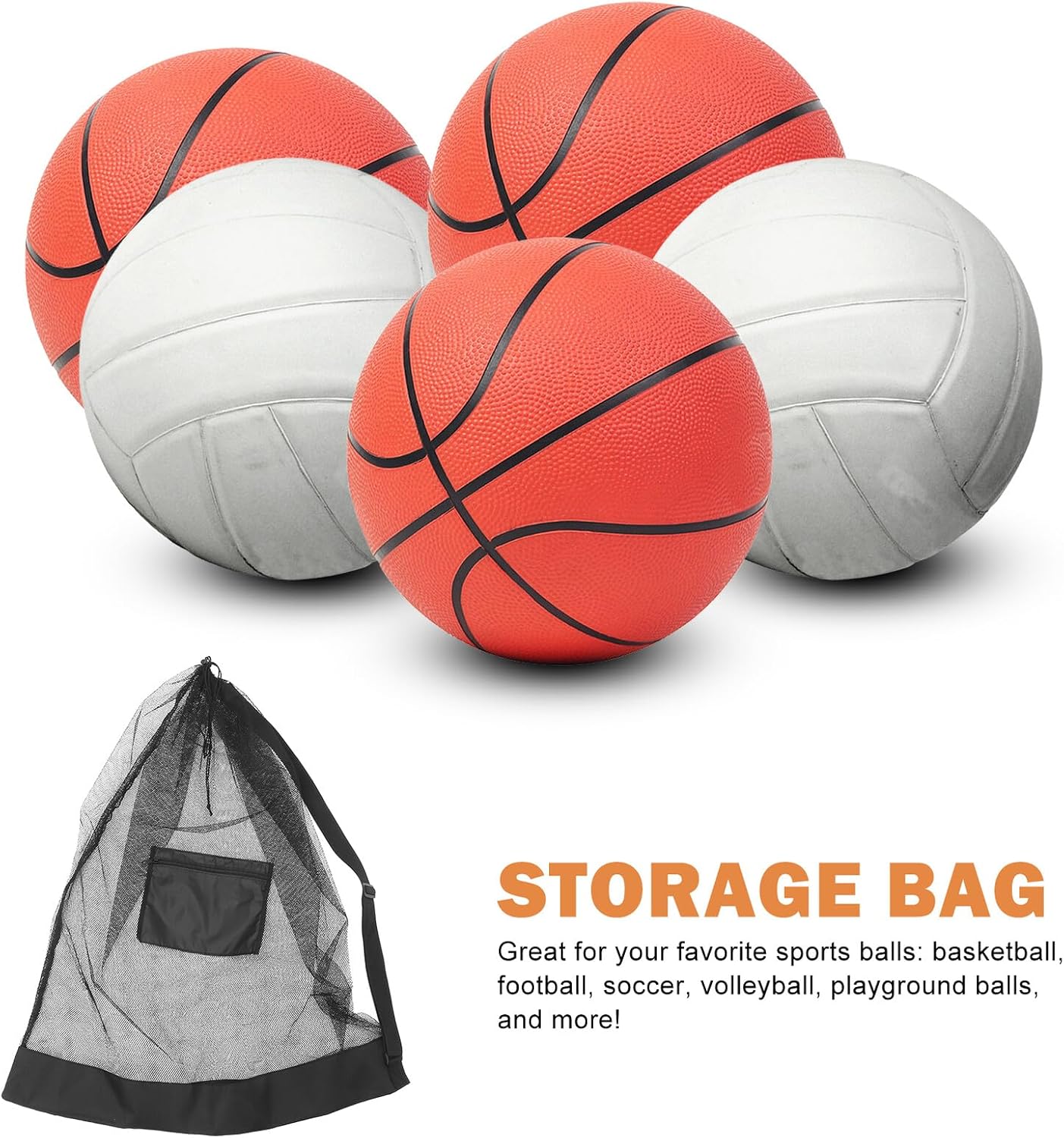 Large Mesh Drawstring Ball Bag with Adjustable Shoulder Strap, Basketball and Soccer Ball Carrier, Sports Equipment Storage for Training and Outdoor Use