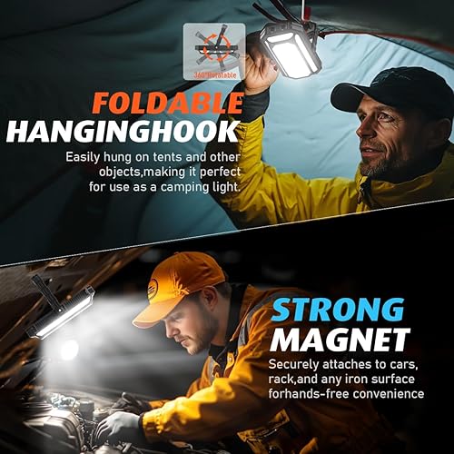 Miniatura 6 de Linterna LED de campamento recargable, 10000 mAh luces de campamento portátiles de hasta más de 120 horas, 12 modos de luz, regulable, pantalla