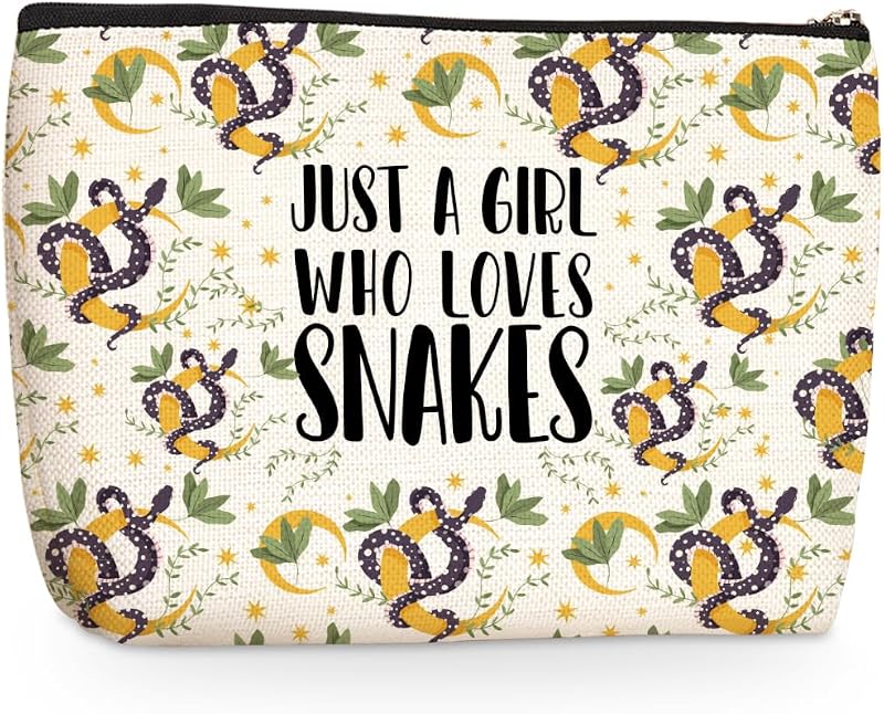 Necessaire de viagem jealance com estampa de cobras, zíper e tecido de lona