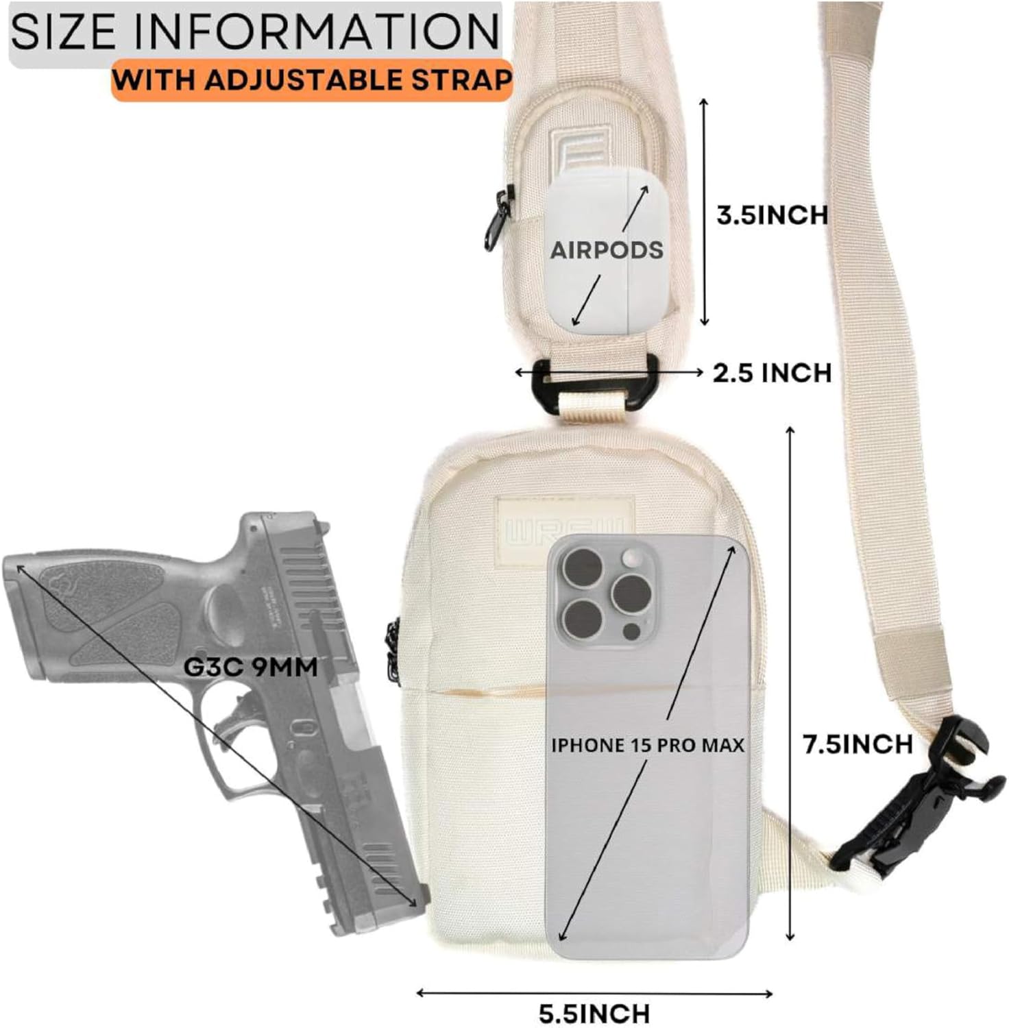 Mini Sling Bag for Men-Crossbody Bag with Shoulder Straps for Women-Multipurpose Keyholder Travel Backpack for Hiking (Beige) - Image 2