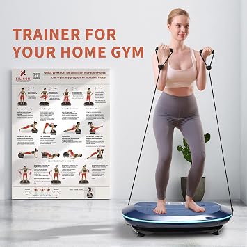 Eilison Full Body Vibration Plate Workout Poster - Comprehensive Vibration Plate Exercise Machine Chart Workout Poster with Training Suggestions & Detailed Instructions in Convenient Work-out Chart (B)
