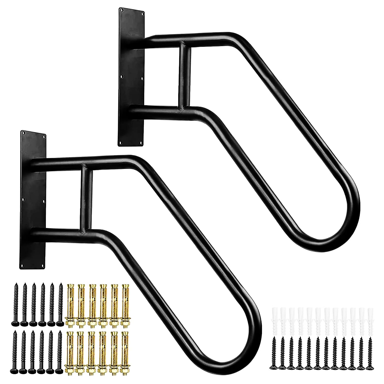 Rampe d'escalier extérieure pour sécuriser les marches du porche et du jardin en métal noir