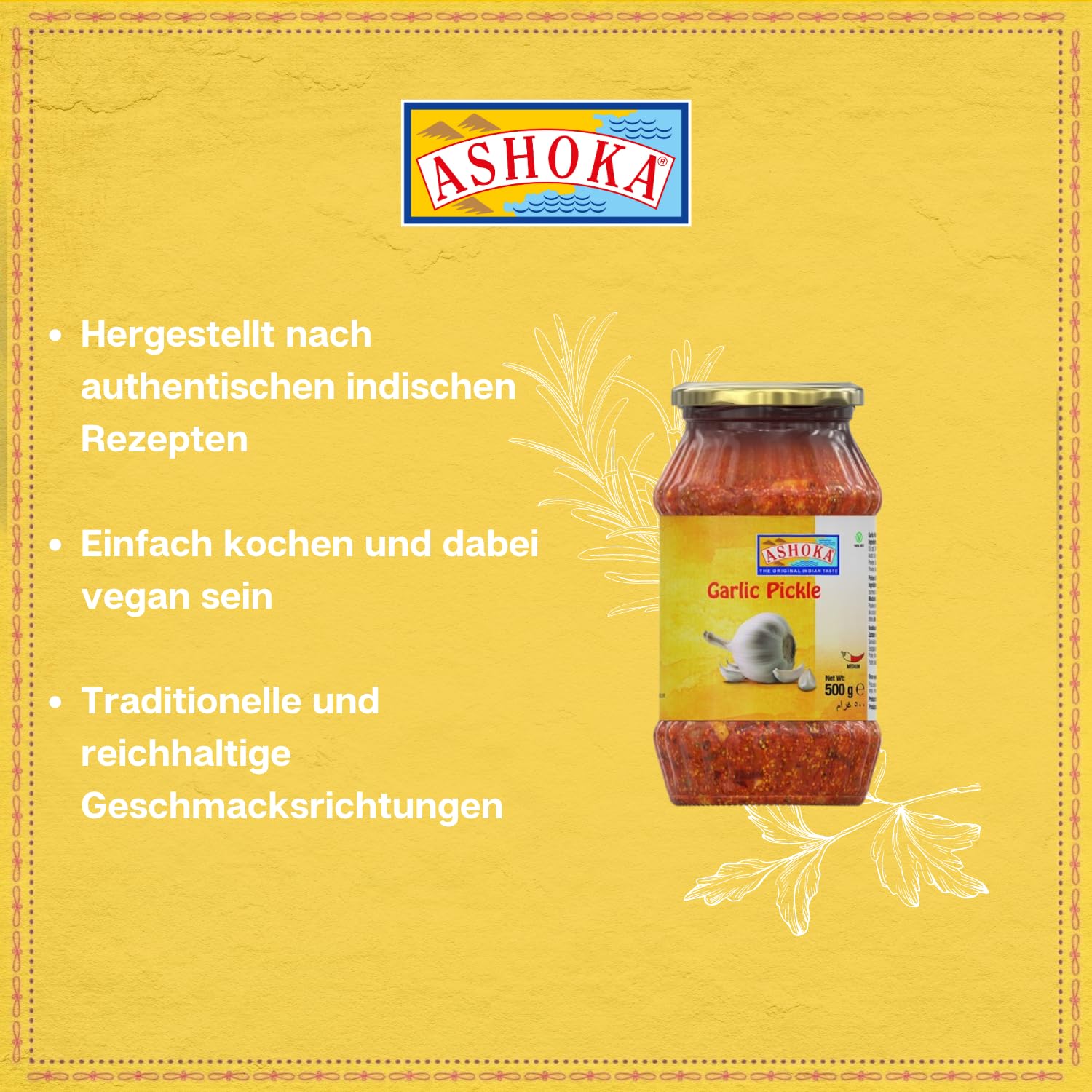 ASHOKA - Eingelegter Knoblauch - Multipack (6 X 500 GR)