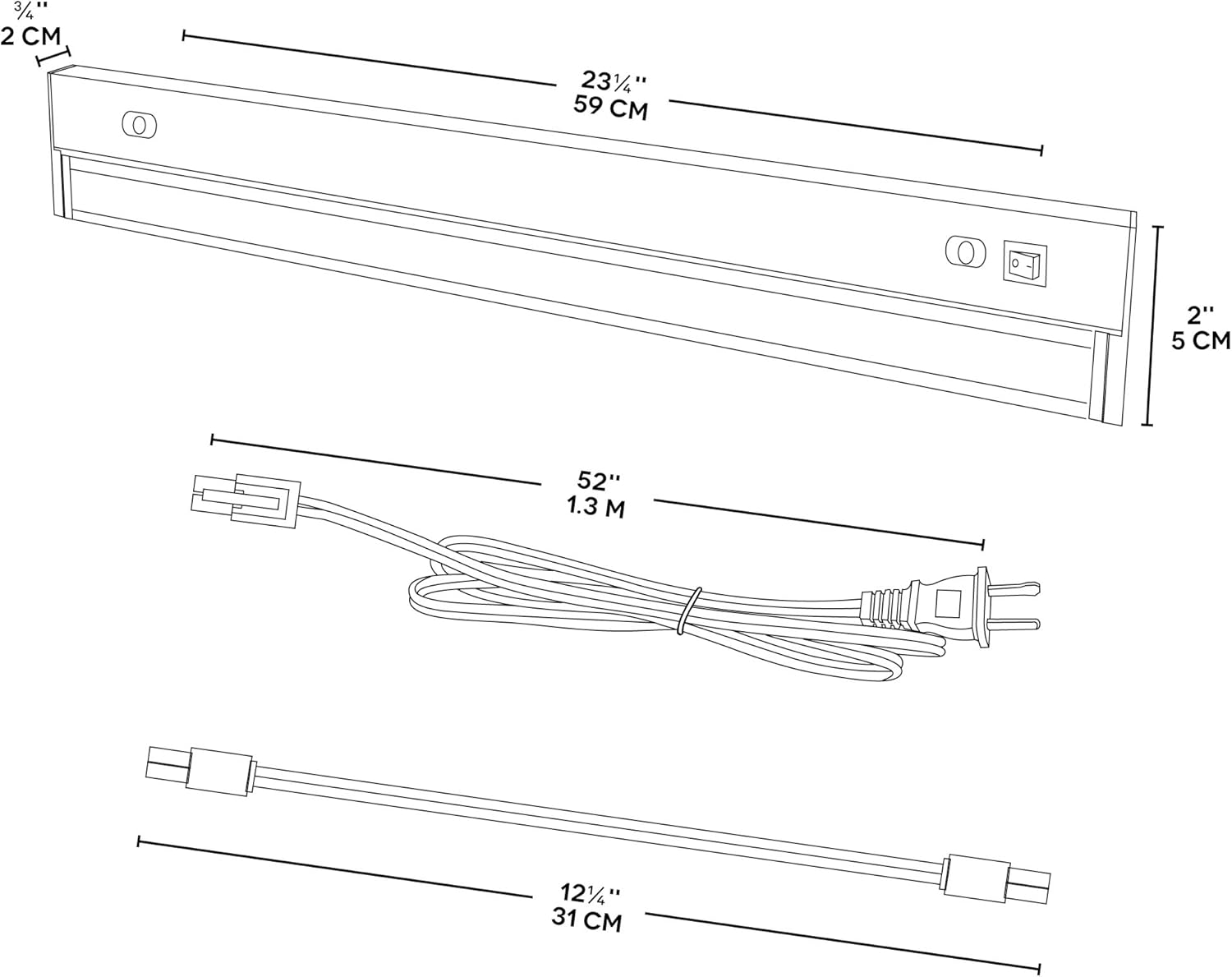 Slim Silver LED 23'' Under Cabinet Light Bar