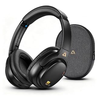 1Mii E700 Wireless Bluetooth Over Ear Headphones with Active Noise Canceling, Hi-Res Audio LDAC/aptX Low Latency for Airplane Travel Overhead Comfort, 54H Playtime, Custom EQ via App - Black - Amazon product rated Grade B