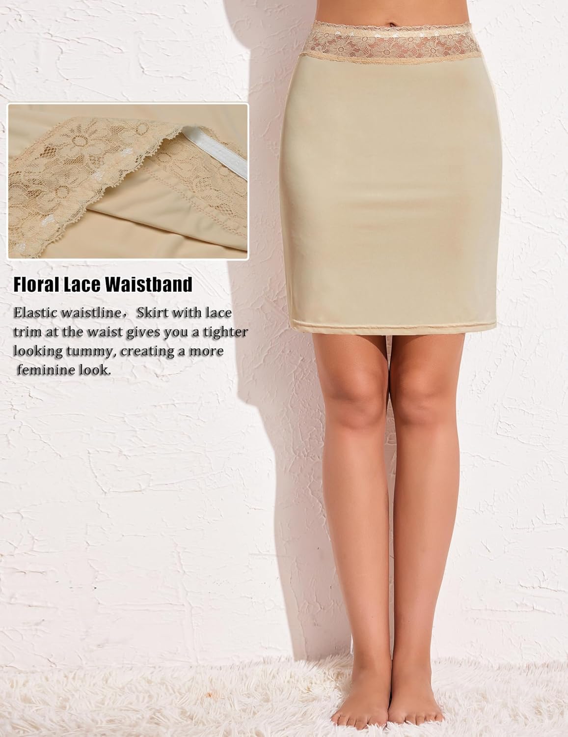 Avidlove Half Slips for Women Underskirt Slip Skirt with Floral Lace Waistband - Image 3