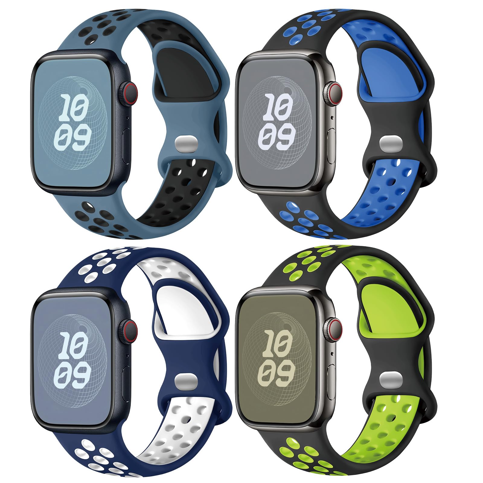 Silicone Bands Compatible with Apple Watch Band 38mm 40mm 41mm 42mm 44mm 45mm 46mm 49mm Women Men,Sport Breathable Strap for iWatch Band Ultra 3 2 1/