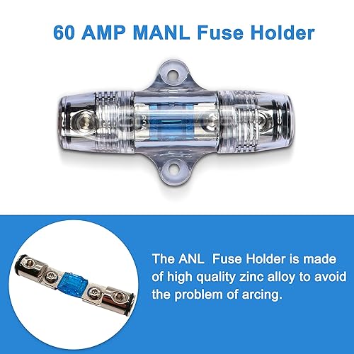 Miniatura 3 de XMSJSIY Portafusibles MANL de 60 amperios con cable de cobre libre de oxígeno de 6 AWG y terminal de cobre de junta tórica para protección de audio