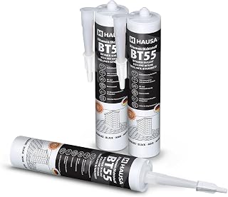 Hausa Bitumen Dach Dichtstoff BT55 – faserverstärkter Bitumen-Dichtstoff für Dach & Blech – wasserfest, UV-beständig & dauerhaft plastisch – 900 ml Kartusche – ideal für Dachreparaturen