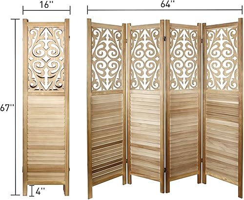 Miniatura 5 de Separadores de habitación de 4 paneles de 56 pies de pantalla de privacidad de madera y pantallas plegables de privacidad separación de habitación