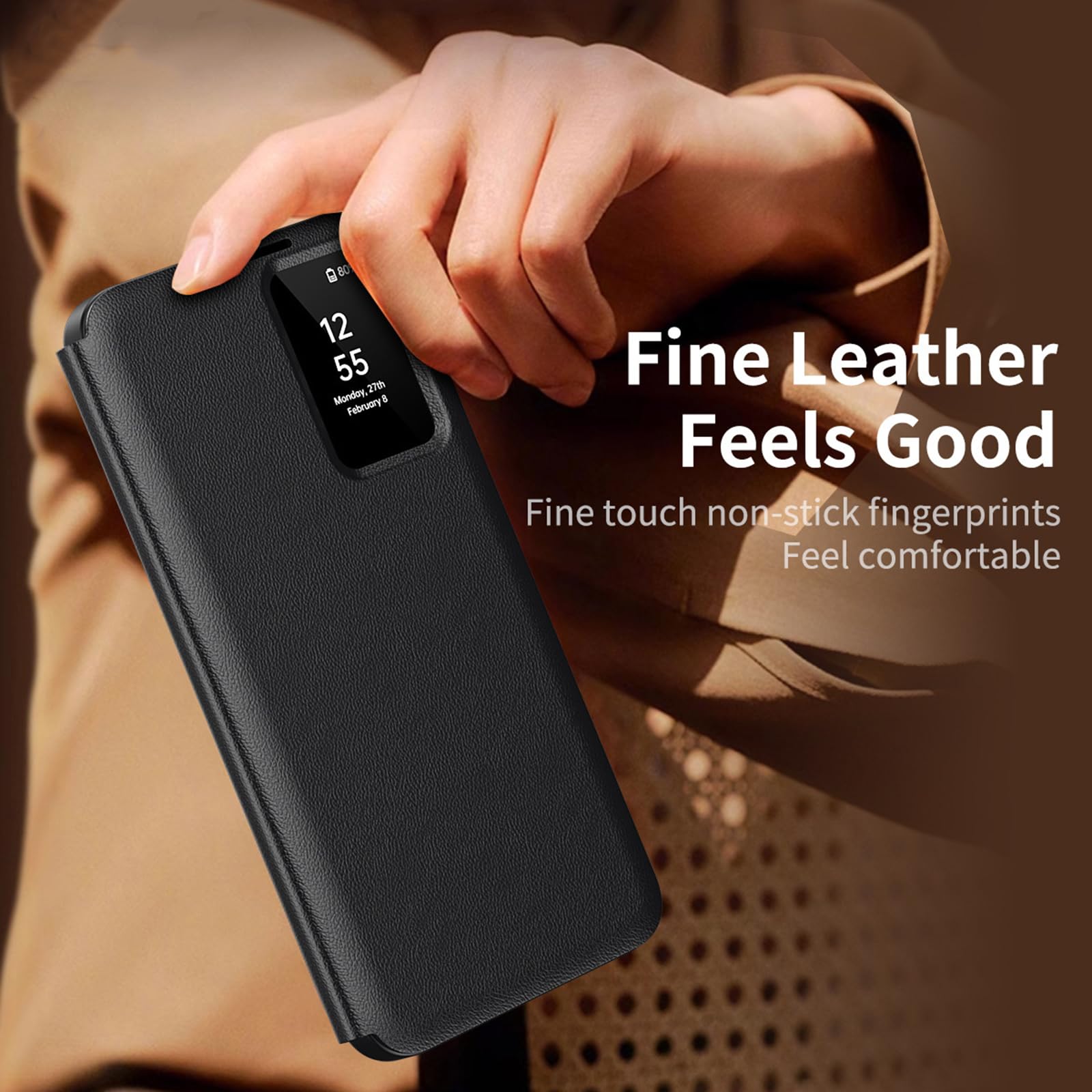 Etui do Samsung Galaxy S26 Ultra/S26+/S26, inteligentne okienne, skórzane, na telefon komórkowy, z klapką, odporne na uderzenia, fioletowe, S26+
