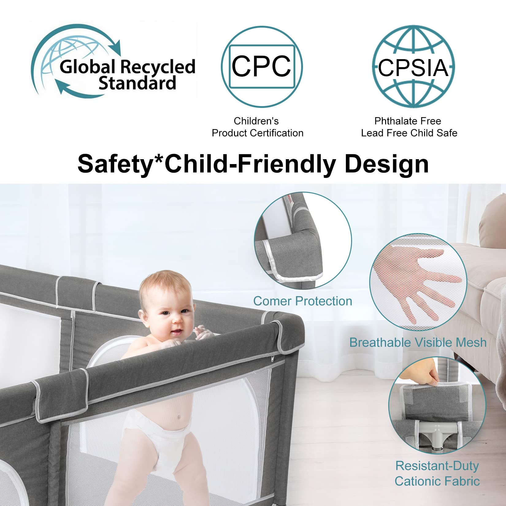 Dadbaby Baby Playpen(79x71x27inch) ,Playpen for Babies and Toddlers