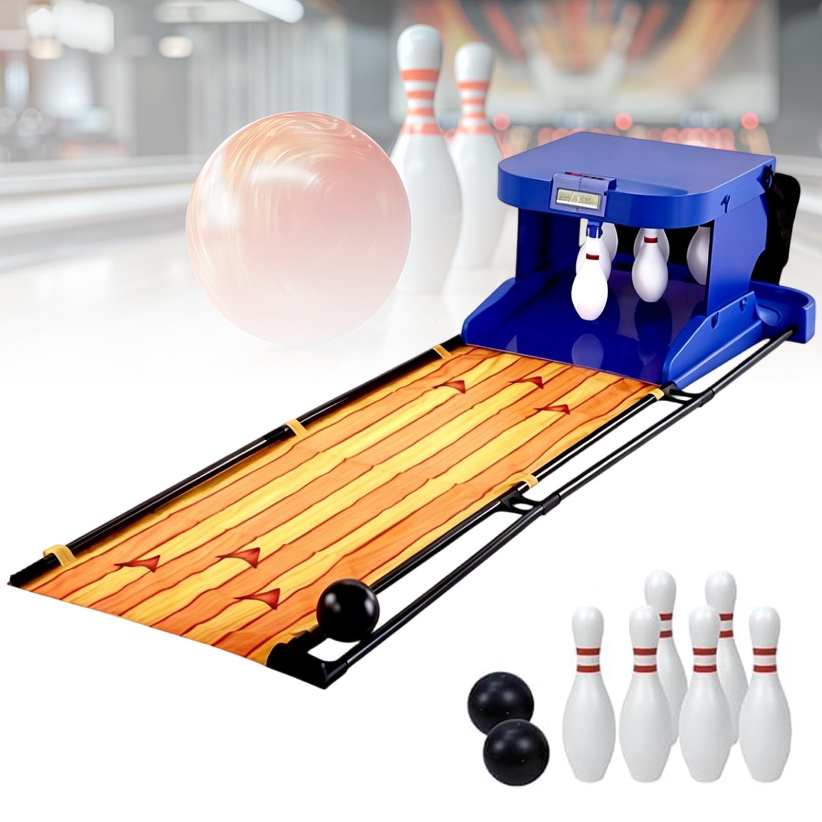 Marcador electrónico LED para máquina de Bolos eléctrica, Juego De Bolos para Interiores, Marcador LED - para niños, Juego de Bolos electrónico Plegable 3.5M