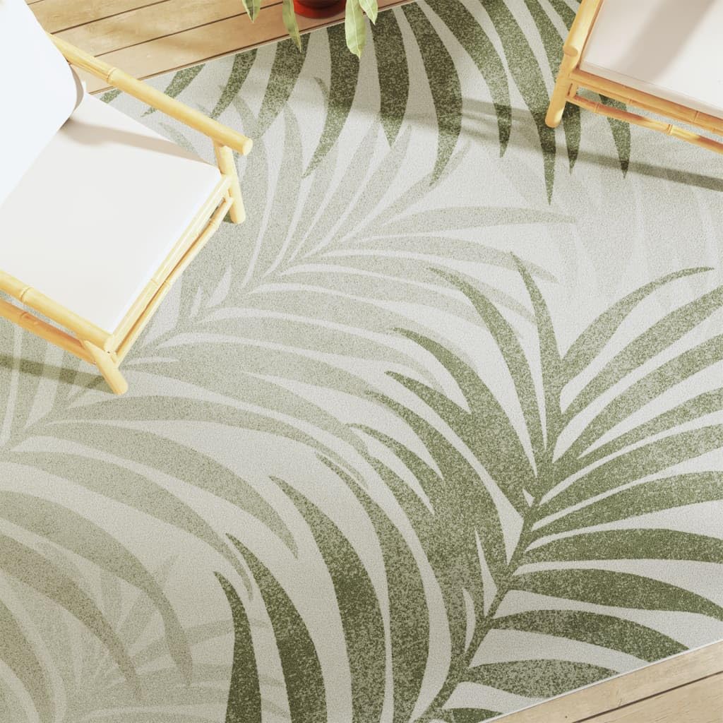 Alfombra de pasillo Sorona Dupont multicolor con hojas para salón y terraza de 190x300 cm