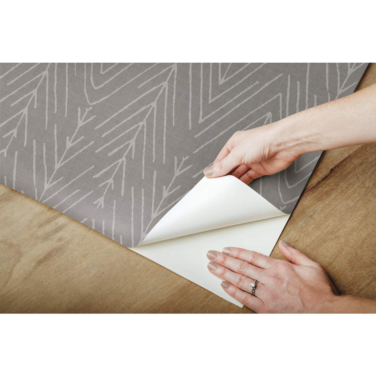 RoomMates RMK11674WP Herringbone Wallpaper Charcoal Grey, Grey/Charcoal, 52 x 503 cm - Image 4