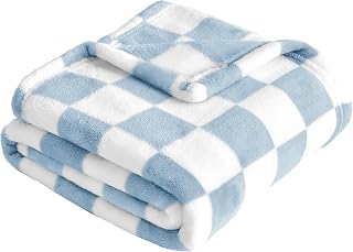 Yurhap Checkered Fleece Baby Blanket for Boys - Ultra Soft Cozy Newborn Receiving Blanket 30x40 Blue