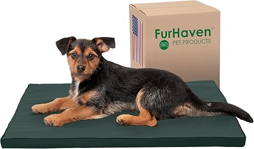 Furhaven Pet Alfombrilla impermeable para perrera de perfil bajo y alfombrilla acolchada ortopédica para perros y gatos Varios estilos, tamaños y