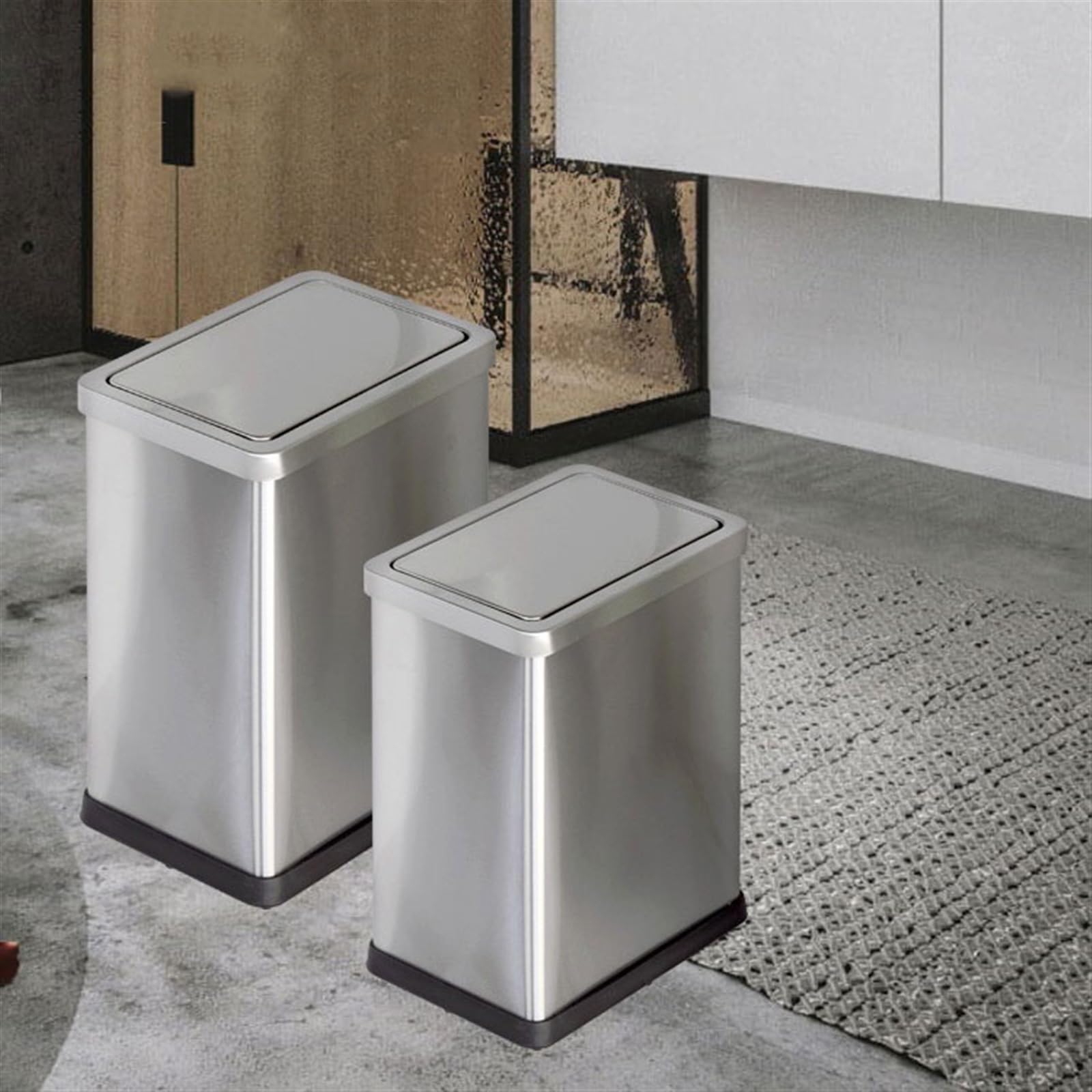 Cestino Pattumiera for WC con Coperchio in Acciaio Inox for Uso Domestico Soggiorno Bagno Semplice Cestino for Carta igienica Stretto e Piccolo con Coperchio Bidoni della Spazzatura(S)