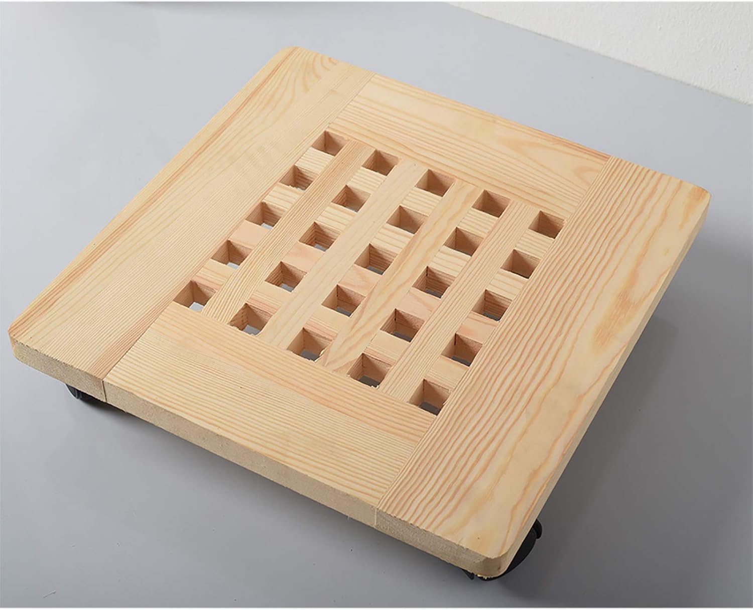 Caddy with Wheels Planter Pot Base Roller Moving Tray Round Flower Pot Tray with Brake Wheel Plant Movers on Wheels/Brown/25Cm,Wood-a 25Cm