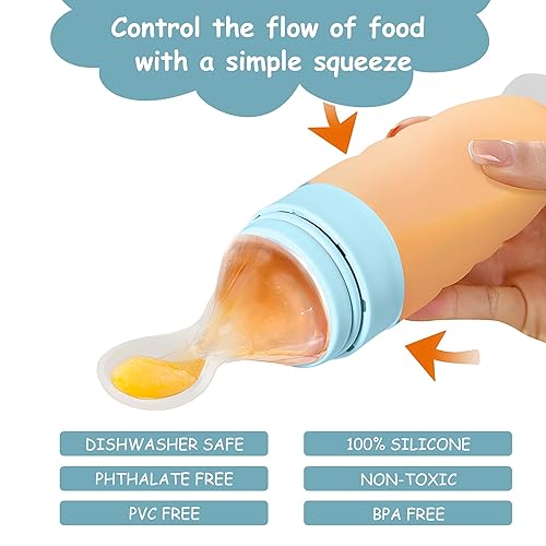 Miniatura 3 de WAJIAYON Comedero de comida para bebé, paquete de 4 cucharas dispensadoras de alimentos de silicona para bebés, cucharas de alimentación para