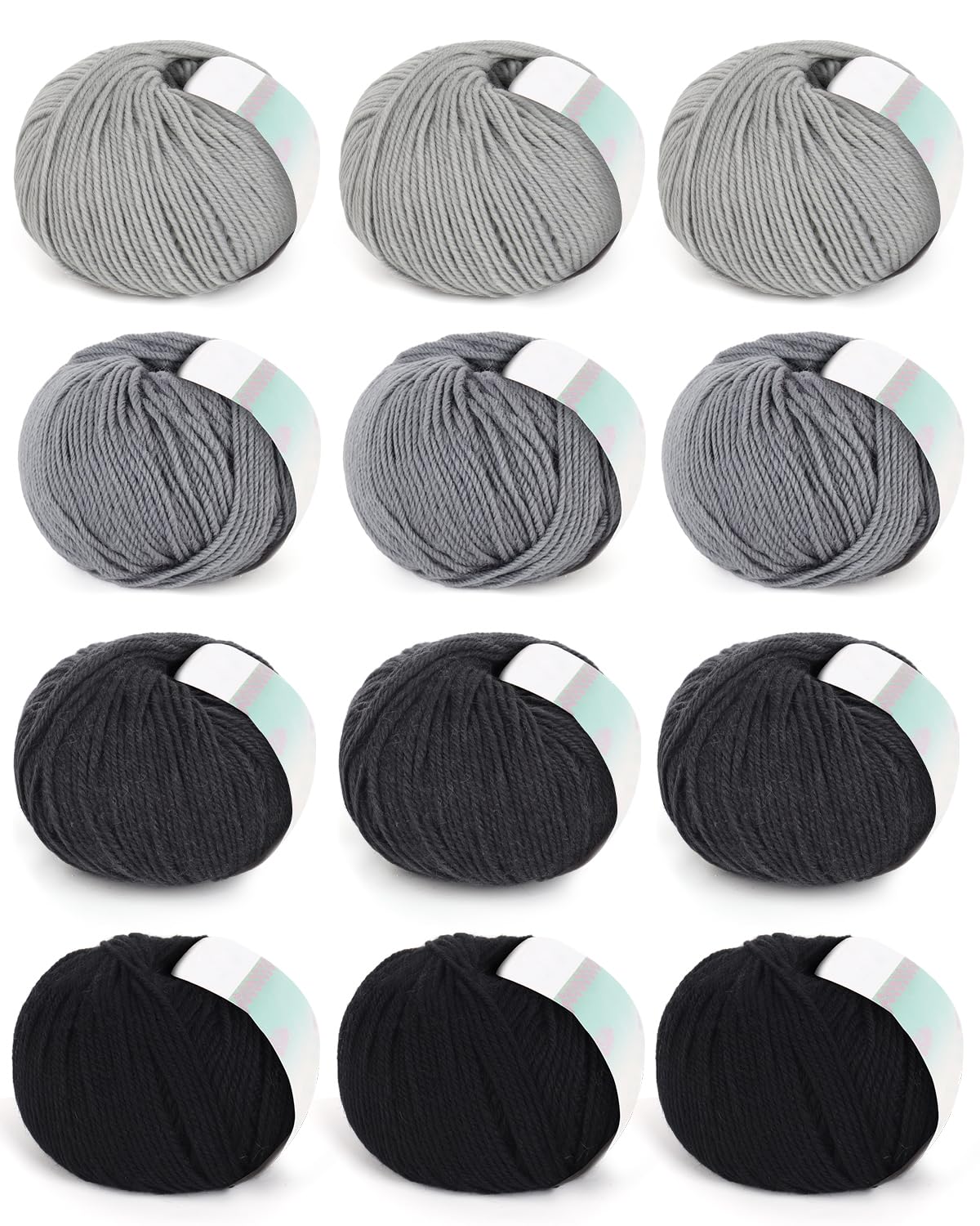 Coopay 600g Merino Wolle zum Häkeln, Dicke Merino Wolle zum Häkeln, Grau | 12x50g Superweich Sockenwolle 4Fädig, Häkelgarn aus 98% Merinowolle und 2% Baumwolle, Strickwolle für Kleidung, Schal, Tücher