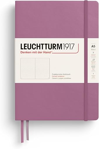 LEUCHTTURM1917 - Notebook Hardcover Medium A5-251 Numbered Pages for Writing and Journaling - Thinking Ahead (Dotted Paper, Dusty Rose)