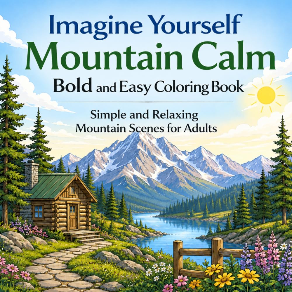 Imagine Yourself Mountain Calm Bold and Easy Coloring Book: Simple and Relaxing Mountain Scenes for Adults (Imagine Yourself Coloring Series)