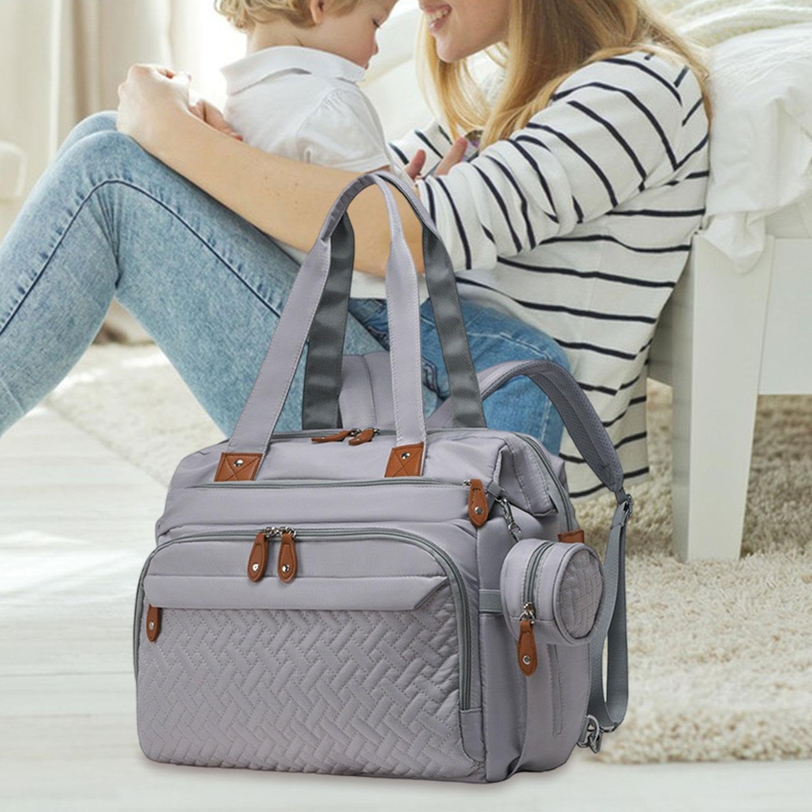 Generic Wickelrucksack, Reisetasche, Große Kapazität, Verschleißfest, mit Schuhfach, Schnulleretui, Kleidung, Grau
