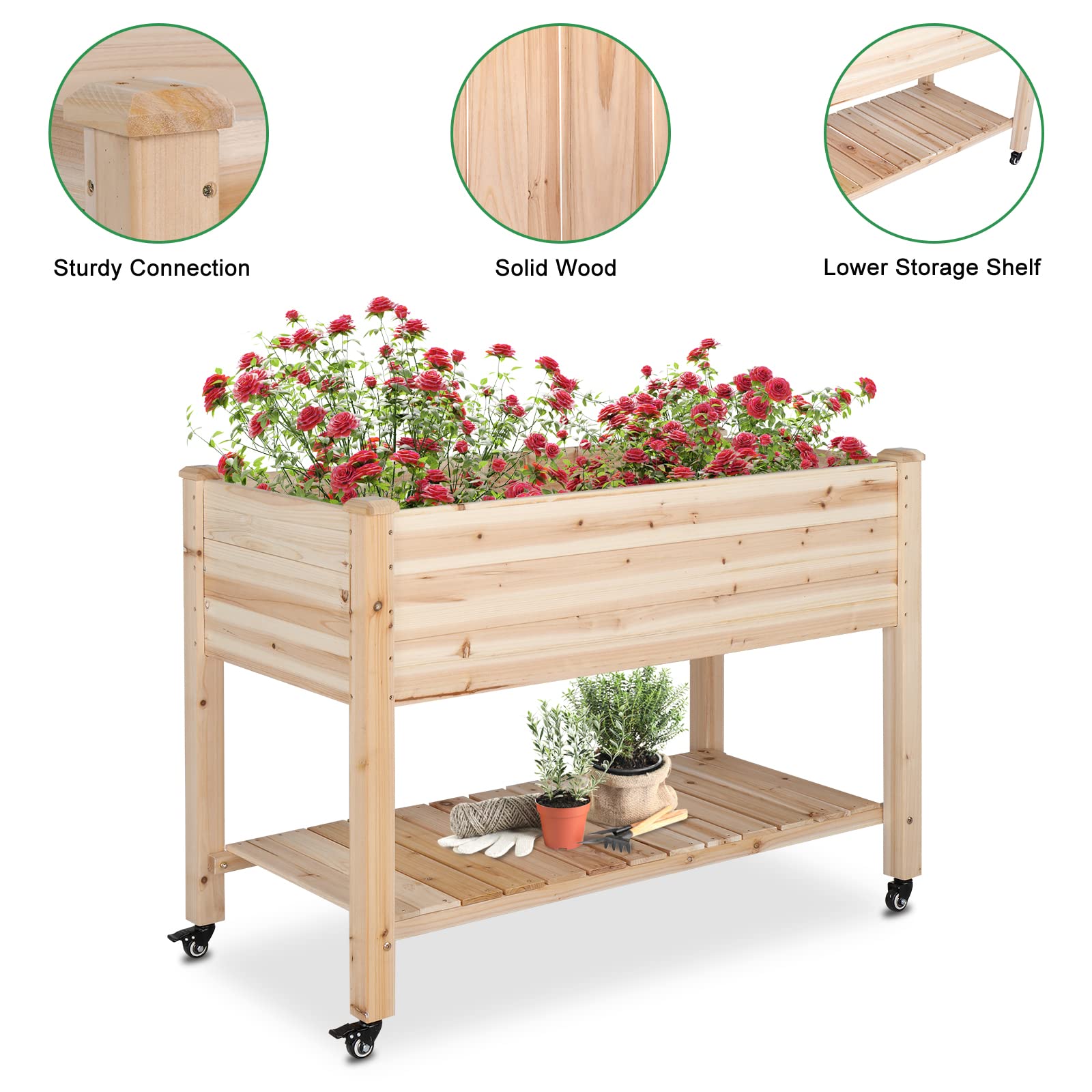 Amazon.com: VINGLI 46×22×32 in Raised Garden Bed with Bed Liner