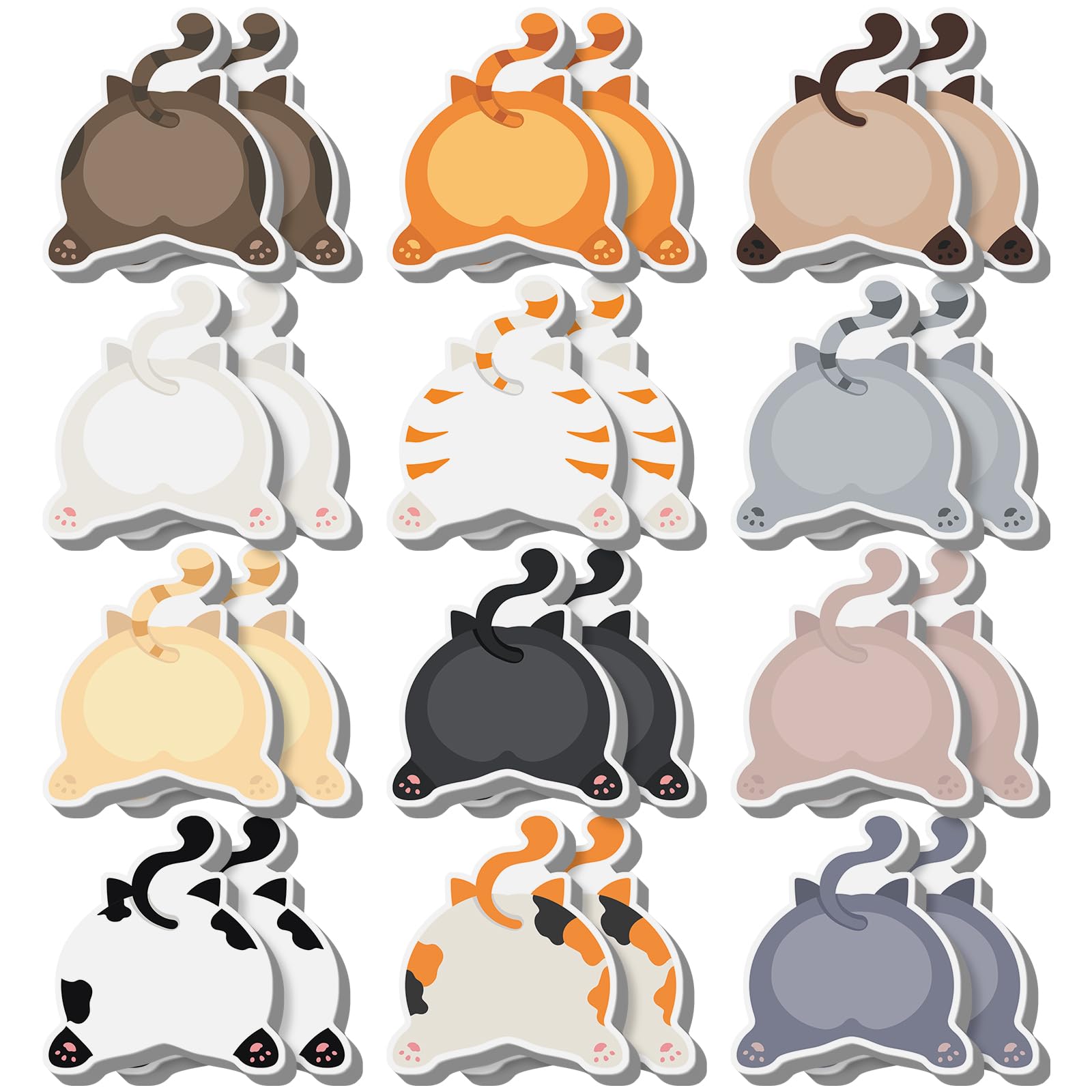 Yinder 24 Pads Cute Sticky Notes Fun Kawaii Animal Sticky Notes Pads Bulk Cartoon Memo Self Adhesive Gift for Valentines Veterinary Office School Tab