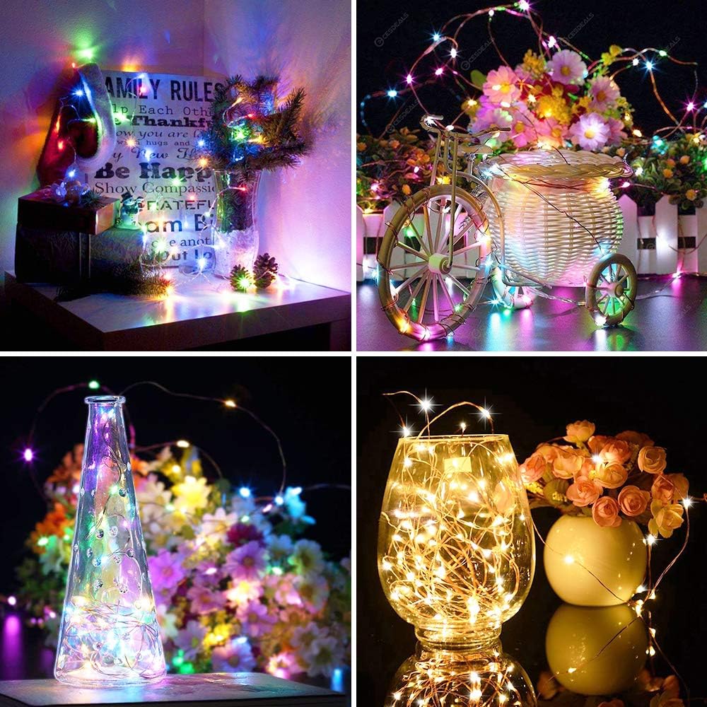 Onforu Color Changing Fairy String Lights Battery Operated, 2 Pack 33ft 100 LEDs RGB Rainbow Twinkle Lights with Remote and Timer, IP67 Waterproof Firefly Light USB Power for Bedroom Indoor Christmas
