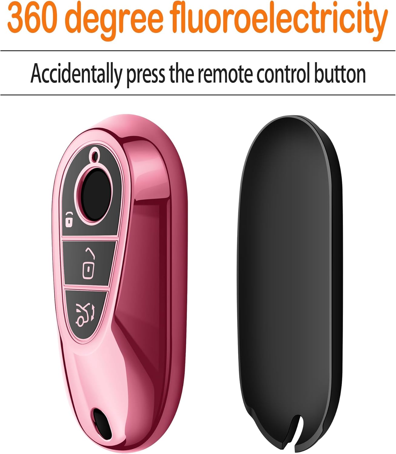 Sindeda for Mercedes Benz Key Fob Cover with Keychain Soft Full Protection Key Shell Key Case Compatible with Mercedes Benz 2020-2025 Mercedes Benz S-Class G-Class E-Class (Pink) - Image 4