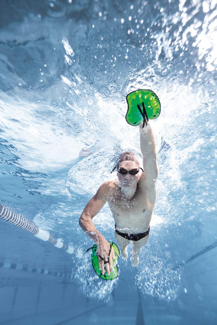 Arena Powerfin - Aletas de Buceo, Negro/Plateado, 41-42 & Vortex Evolution Palas de Mano para Natación, Unisex, Plata (Silver/Black), M