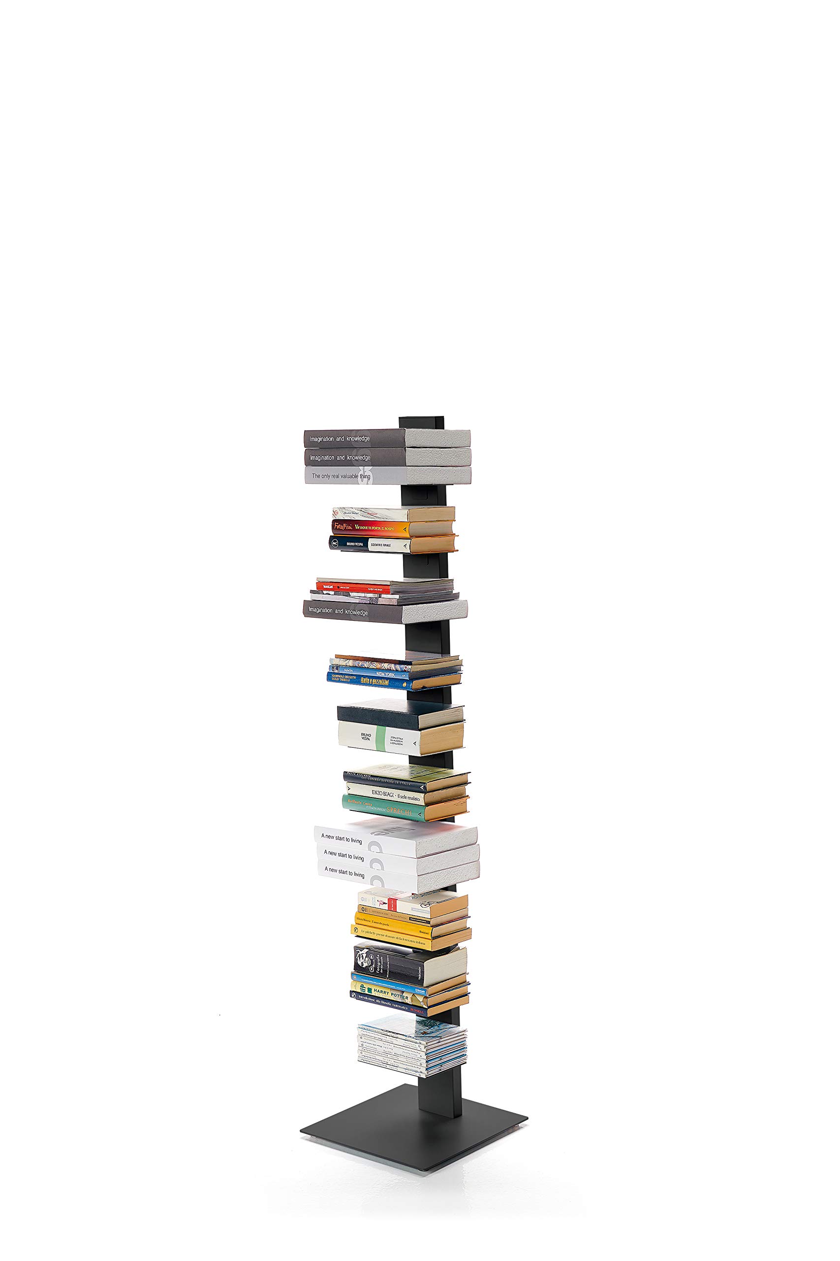 ZStyle BBB Italia Bücherregal Sapiens mit Säule freistehendes Regal mit Ablagen (152 cm, Schwarz)