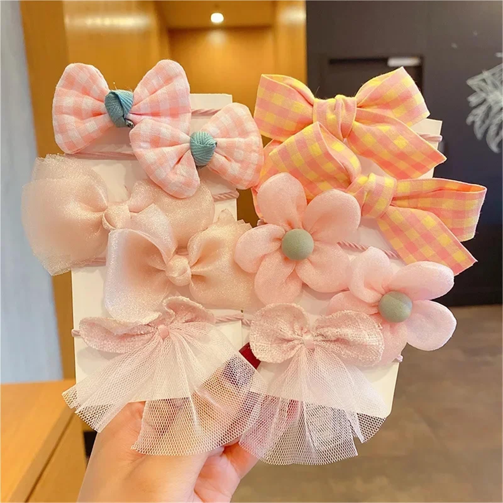 Juego de 20 cintas elásticas para el pelo con lazo grande y flores (A-17)