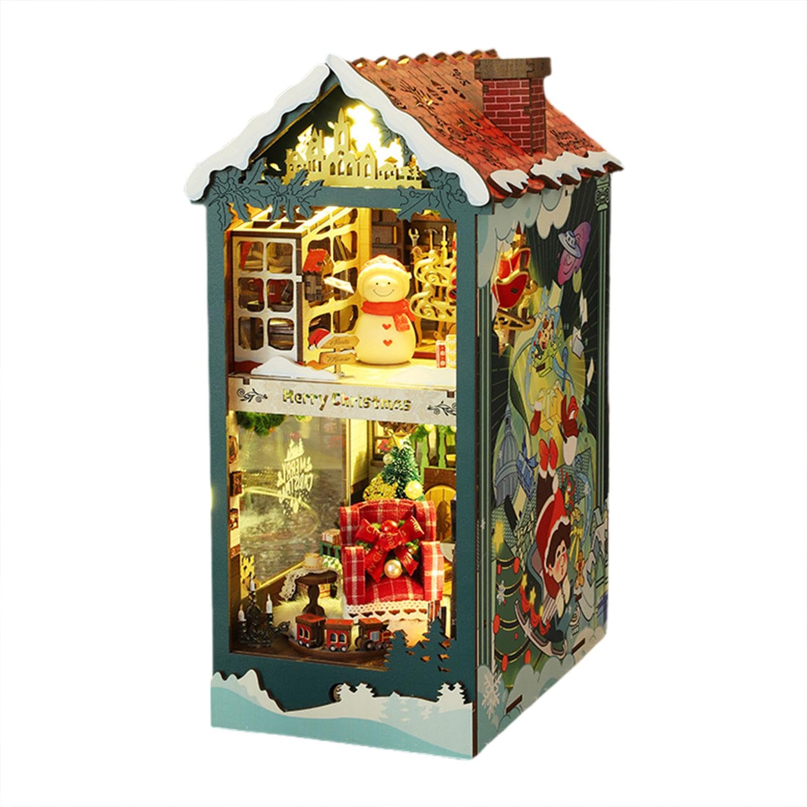 Weihnachts-Buchecke, Bausatz für Weihnachten, Miniatur für Weihnachten