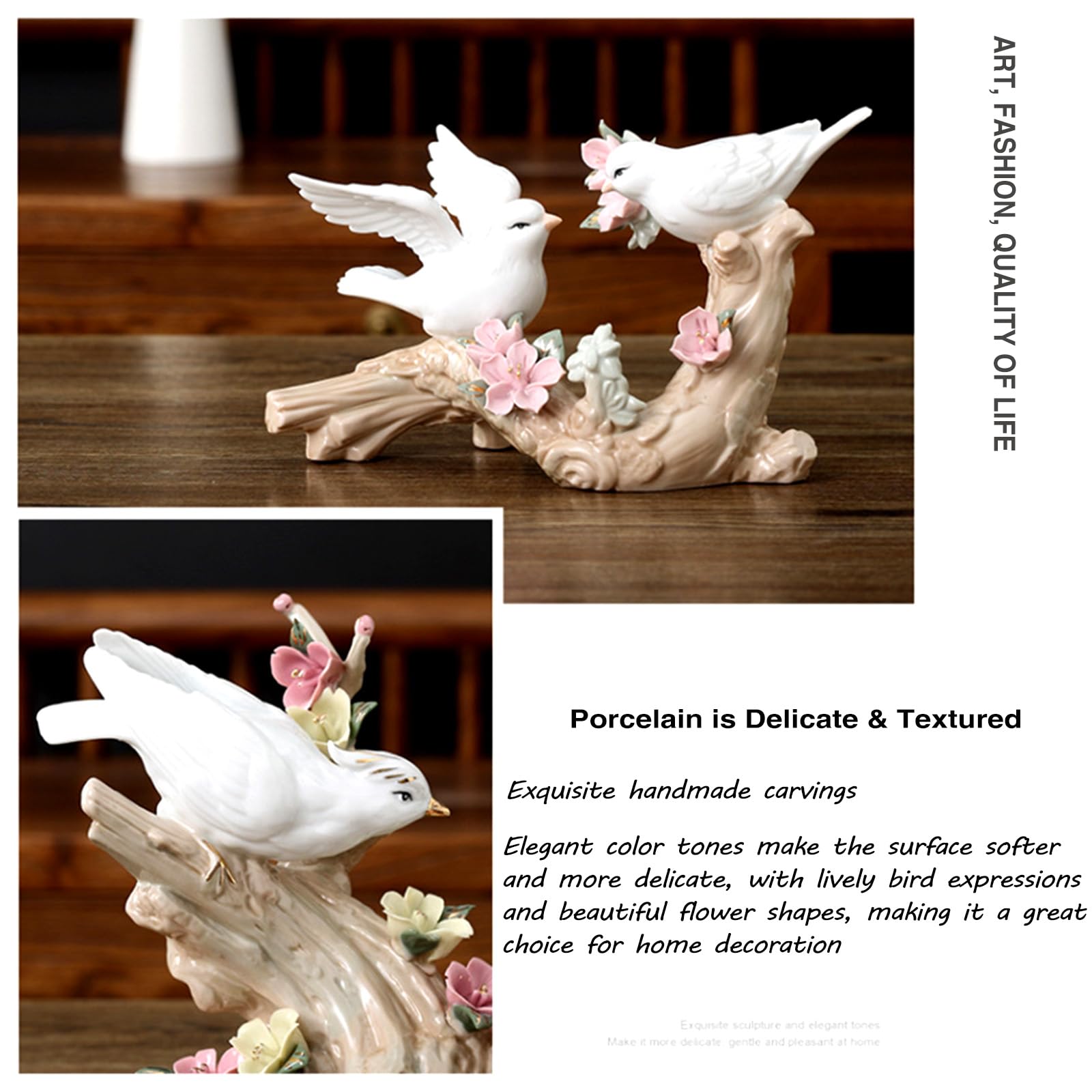 Amazon.co.jp: 陶器の鳥の花の像カササギの置物磁器のトランク彫刻