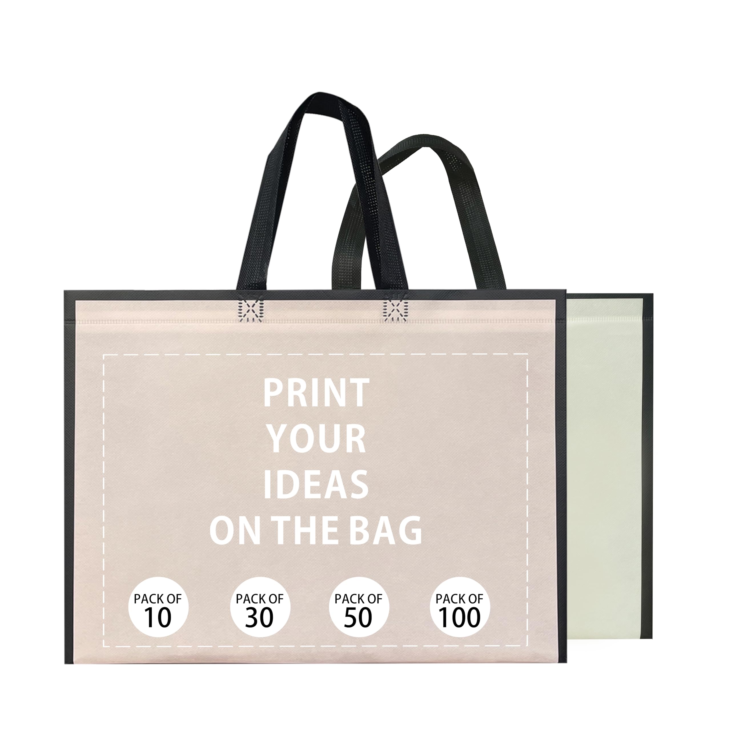 Azulavina Custom Tote Bags 10/30/50/100 Pack - Shopping,Parties,Store,Advertisem - Promotional Items With Your Logo