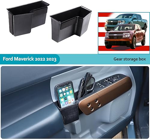 Miniatura 6 de CHEAYAR Bandeja organizadora de manijas de puerta para For*d Maverick 2022, bolsillo de almacenamiento de puerta en el lado del conductor y del
