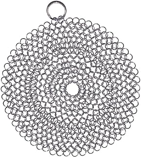 Cast Iron Cleaner, 7 Inch 316L Stainless Steel Chainmail Scrubber for Cast Iron Pan Skillet Dutch Dishes Seasoning Protection Cookware Accessories