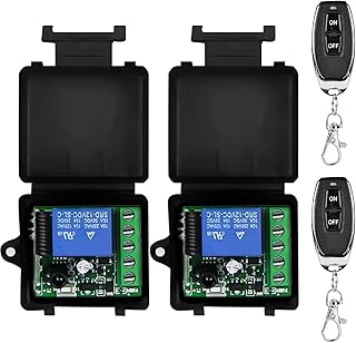 2 Set Funk Fernbedienung Schalter, 5V 12V 24V 30V Funkschalter mit 2 Fernbedienung, Kanal Funksteuerungs Relais Empfänger, Fernbedienung Garagentor Universal, für Zugangskontrolle, Straße Garage Lager