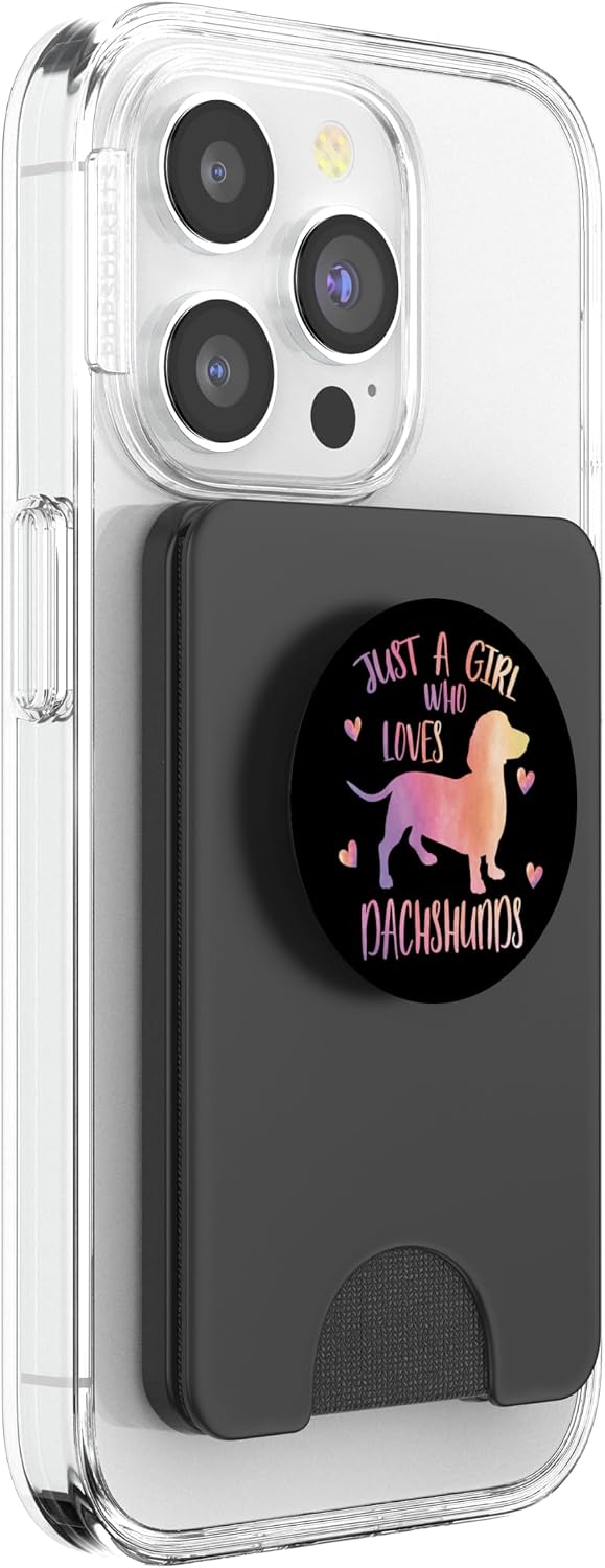 Just a Girl who loves Dachshunds Cute Dachshund Dog Mama PopSockets PopWallet for MagSafe