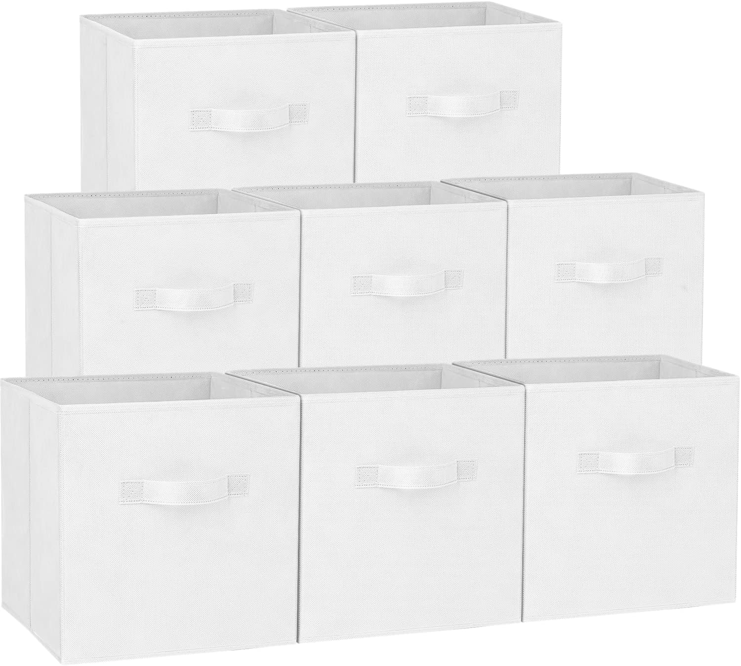 Criusia Storage Cubes - 13 Inch Heavy Duty Fabric Storage Bins for Shelves Closet Cube Organizer - 8 Pack Collapsible Cube Storage Bins Baskets for Clothes Blankets Toys - Nursery Organization (White)