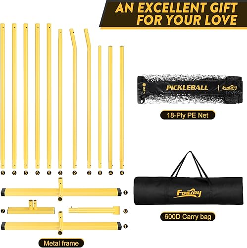 Miniatura 8 de Fostoy Pickleball Net, 22FT Regulation Size Portable Pickleball Net,18-Ply PE Nets Weather Resistant Steady Metal Frame Pickle Ball Net System with